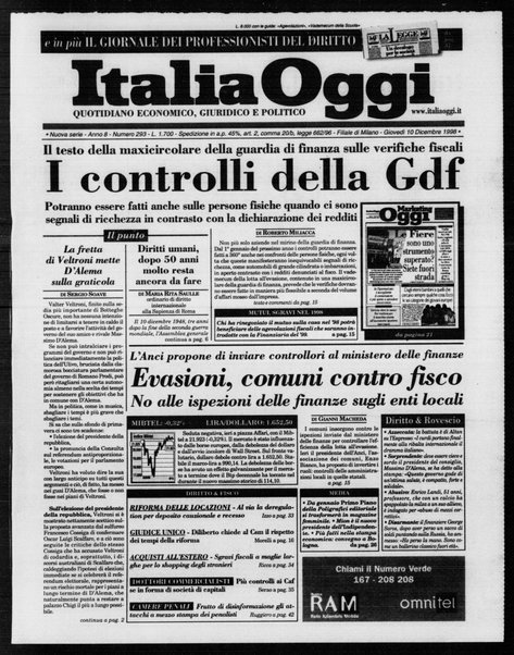 Italia oggi : quotidiano di economia finanza e politica